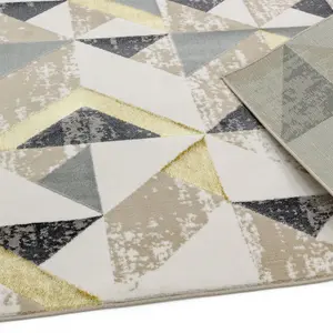 Flag Grey Geometric Modern Jute Backing Easy to Clean Rug for Living Room Bedroom and Dining Room-120cm X 170cm