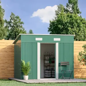 8ft. W x 4ft. D Metal Pent Garden Shed Green