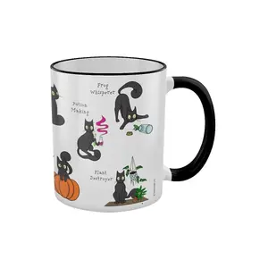 Grindstore Behaviour Of A Spooky Cat Two Tone Mug White/Dark Grey/Black (One Size)