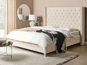 Velvet EU King Size Bed Off-White LUBBON