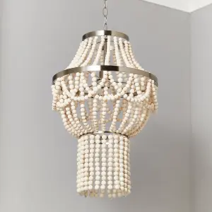 Litecraft Pilli Natural Beaded 1 Light Chandelier