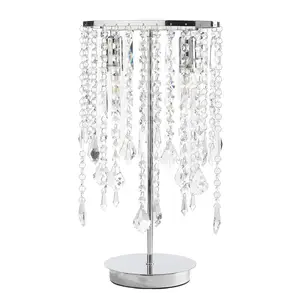 Luminosa Laila Crystal Glass Table Lamp, Chrome