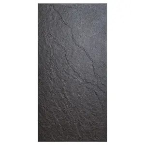 Chambly Black Matt Stone effect Porcelain Indoor Wall & floor Tile, Pack of 7, (L)600mm (W)300mm