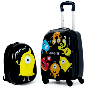 Costway 2Pcs 12" 16" ABS Kids Suitcase Backpack Luggage Set School Travel Lightweight