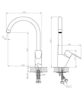 Cooke & Lewis Aruvi Silver Chrome effect Kitchen Top lever Tap