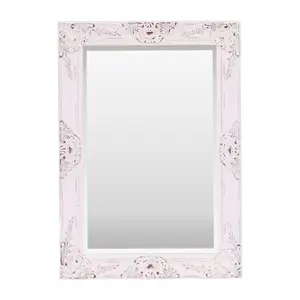 Villanova Solid Wood Flat Wall Mirror Vintage White / 70cm H x 50cm W