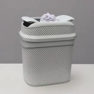 JVL Droplette Design Plastic Lidded Bin, Grey