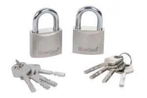 Blue Spot Tools - 2 Pce 40mm Satin Finish Keyed Alike Padlocks