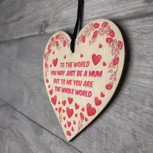 Red Ocean Gifts for Mum - Mum Gifts Wooden Heart, Mum Birthday Gifts with Touching Words,