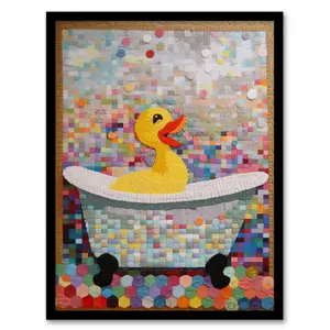 Alagic Yellow Rubber Duck Ducky Bath Time - Single Picture Frame Print