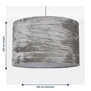 First Choice Lighting Set Of 2 Grey Crushed Velvet Easy Fit Light Shades