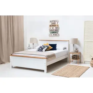 Aubrey Solid Wood Low Profile Bed Frame with Mattress White / 23cm King Spring / Double (4'6)