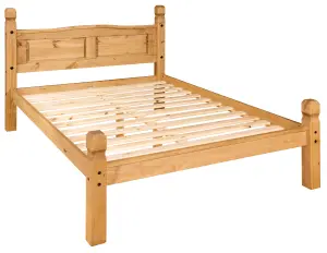 Corona Double Bed Frame Low Foot End 4ft6 Solid Mexican Pine Bedroom