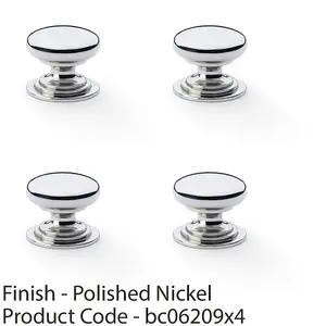 4 PACK - Stepped Round Door Knob Polished Nickel 25mm Classic Kitchen Cabinet Pull Handle