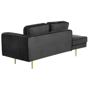 Right Hand Velvet Chaise Lounge Black MIRAMAS