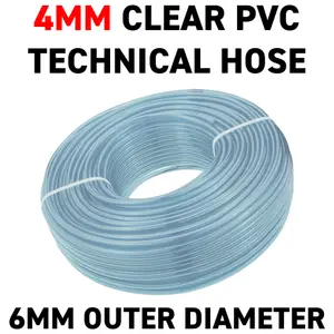 clear flexible pvc pipe/tubing 4mm internal-6mm external suitable for airline water gas oil aquariums and aquatic use