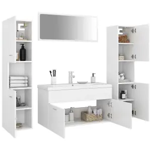 Berkfield Bathroom Furniture Set White Engineered Wood