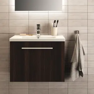 Ideal Standard i.life S Compact Matt Coffee Oak effect Wall-mounted Bathroom Vanity unit (H) 440mm (W) 600mm