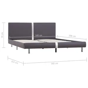 Berkfield Bed Frame Grey Faux Leather 150x200 cm 5FT King Size