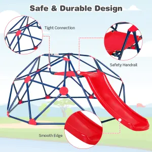 Costway Kids Climbing Dome & Play Set with Slide 180 KG Capacity Fabric Cushion 3-12 Years