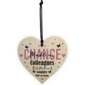 Novelty Chance Made Us Colleague Gift Hanging Wood Heart Birthday Christmas Gift