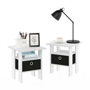 Joseph Side Table Nightstand with Bin Drawer, 2 per set (Set of 2) White