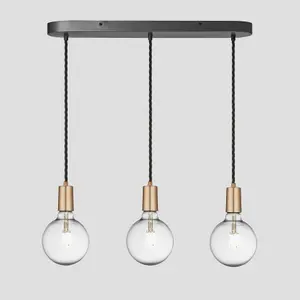 Industville Sleek Edison Oval Cluster Lights, 3 Wire, Brass