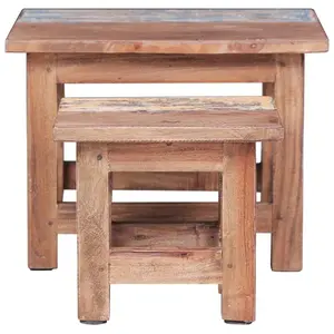 Nesting Tables 2 pcs Solid Mahogany Wood (Set of 2)