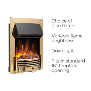 Dimplex Optiflame 2kW Brass effect Electric Fire (H)550mm (W)403mm (D)90mm