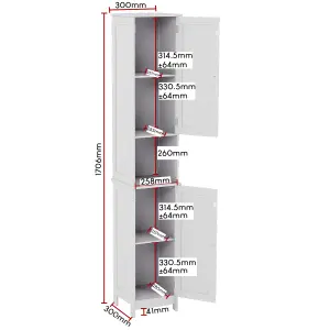 Bath Vida Priano White 2 Door Tall Bathroom Cabinet