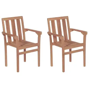 Berkfield Stackable Garden Chairs 2 pcs Solid Teak Wood