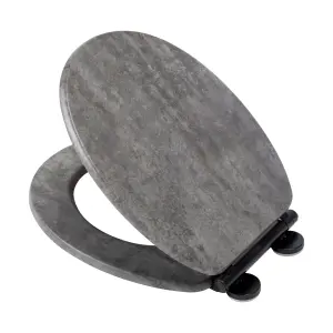 Croydex Flexi-Fix Cumbrian Grey Slate effect Standard Soft close Toilet seat