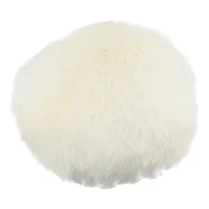 Native Natural White Round Sheepskin Cushion