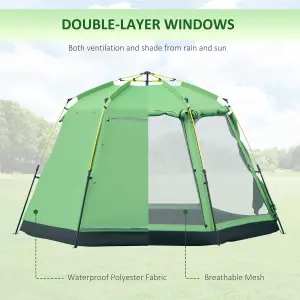 Outsunny 6 Person Camping Tent 2-Tier Pop-up Tent w/ Portable Carry Bag