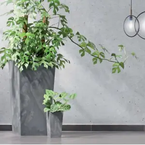 Tall Planter Plant Pot Square Concrete Effect Flower Indoor Outdoor Garden Patio H50cm/W26,5cm Marengo/Grey