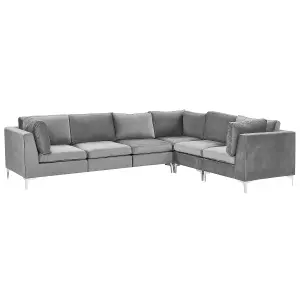 Corner Sofa EVJA Grey Velvet Left Hand