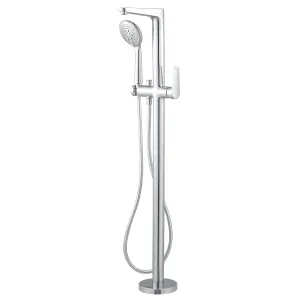 GoodHome Cavally Silver Chrome effect Floor-mounted Mixer tap with shower kit