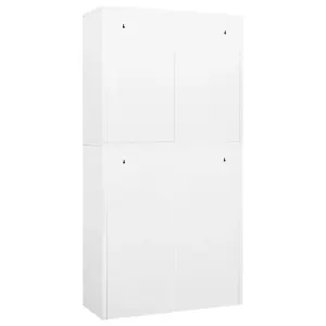 Berkfield Office Cabinet White 90x40x180 cm Steel and Tempered Glass