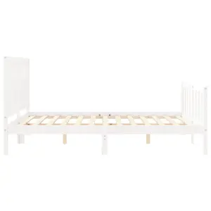 Berkfield Bed Frame with Headboard White 160x200 cm Solid Wood