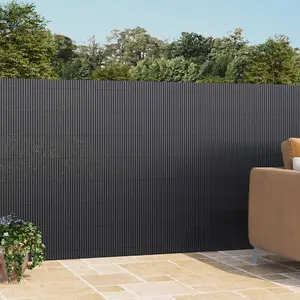 Dark Grey PVC Privacy Fence Sun Blocked Garden Screen Panel Blindfold for Balcony L 3m x H 1.2m