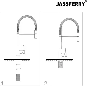 JASSFERRY Pull Out Spout Kitchen Sink Mixer Tap High Arc Pulldown Spring Neck Spray Single Lever