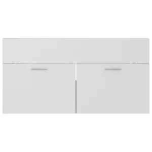 Berkfield Sink Cabinet with Built-in Basin White and Sonoma Oak Engineered Wood