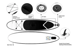 Professional Large Inflatable 10ft SUP with Accessories - Black