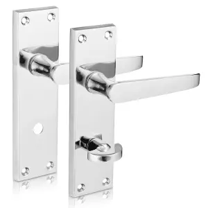 XFORT Flat Bathroom Polished Chrome Door Handles 1 Pair