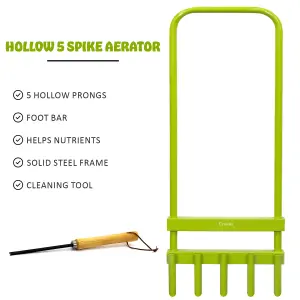 Hollow Tine 5 Spike Hand Lawn Grass Soil Aerator Outdoor Garden & Cleaning Tool