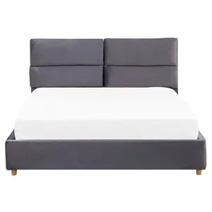 Velvet EU King Size Ottoman Bed Grey BATILLY