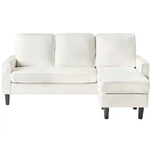 3 Seater Sofa with Ottoman Boucle White AVESTA