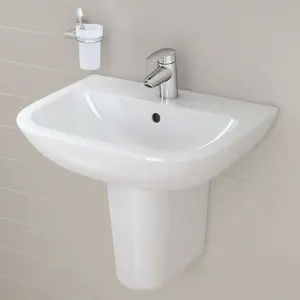 Vitra S20 500mm basin 1 tap hole and semi pedestal