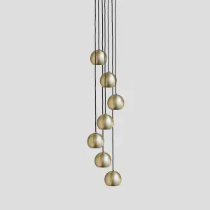 Industville The Globe Collection Pendant, 7 Wire, Brass