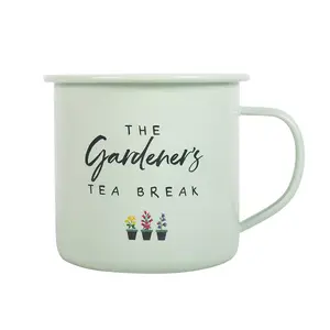 Something Different The Gardeners Tea Break Enamel Mug Cream/Green (One Size)